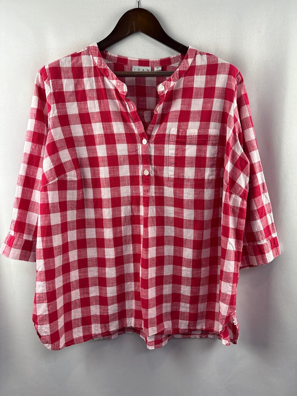Women’s Joan Rivers Size 2X Red & White Gingham Blouse